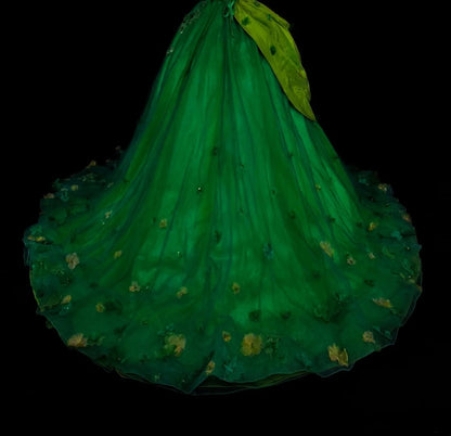 Vintage Ball Gown One Shoulder Green Tulle With Ruffles Sweet 16 Dresses Quinceanera Dress Long 15 Vestidos De Fiesta N1463