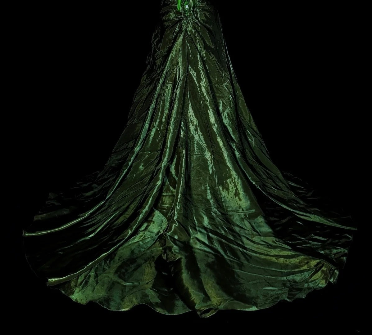 Vintage Mermaid Strapless Olive Green Satin Sleeveless 80s Prom Dresses Long Formal Party Gown N1497