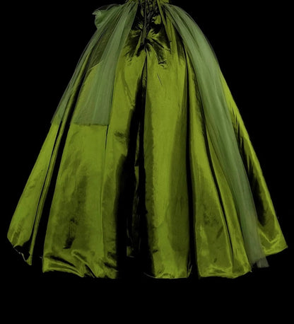 Vintage Ball Gown Sweetheart Olive Green Tulle Sweet 16 Dresses Quinceanera Dress Long 15 Vestidos De Fiesta N1464