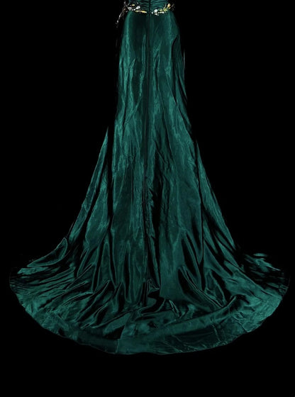 Vintage Mermaid Sweetheart Dark Green Satin Sleeveless 90s Prom Dresses Inspo Long Formal Party Gown N1498