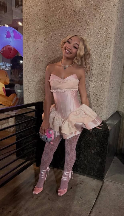 Beautiful Ball Gown Sweetheart Pink Lace For Black Girls Short 22 Birthday Dresses Fashion Tips Cocktail Dress RB3709