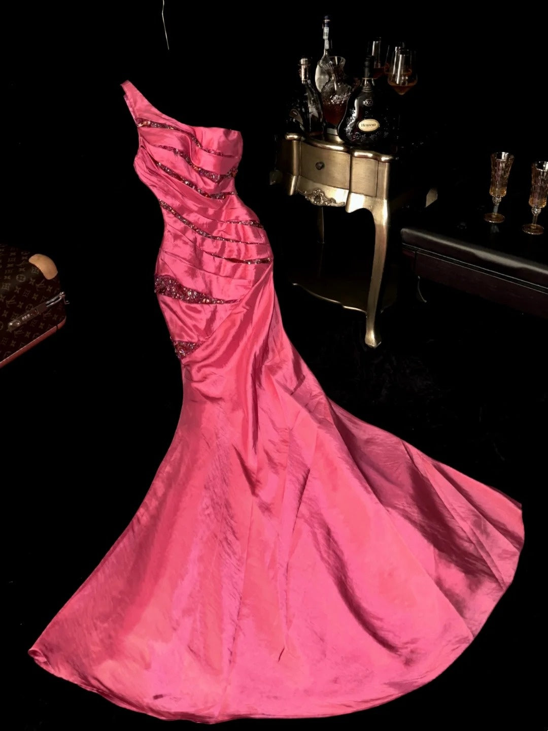 Sophisticated Mermaid One Shoulder Pink Taffeta With Ruffled School Dances Prom Dresses 8th Grade Formal Outfits Evening Gown RB8433