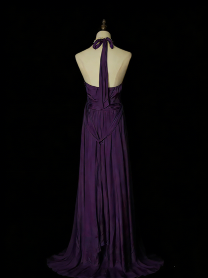 Simple A Line V Neck Purple Senior 80s Prom Dresses High School Long Formal Dress N1330