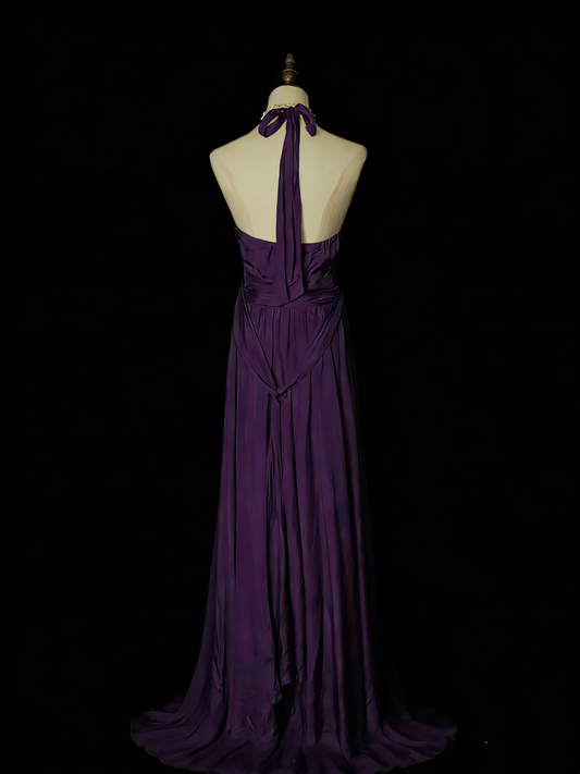 Simple A Line V Neck Purple Senior 80s Prom Dresses High School Long Formal Dress N1330