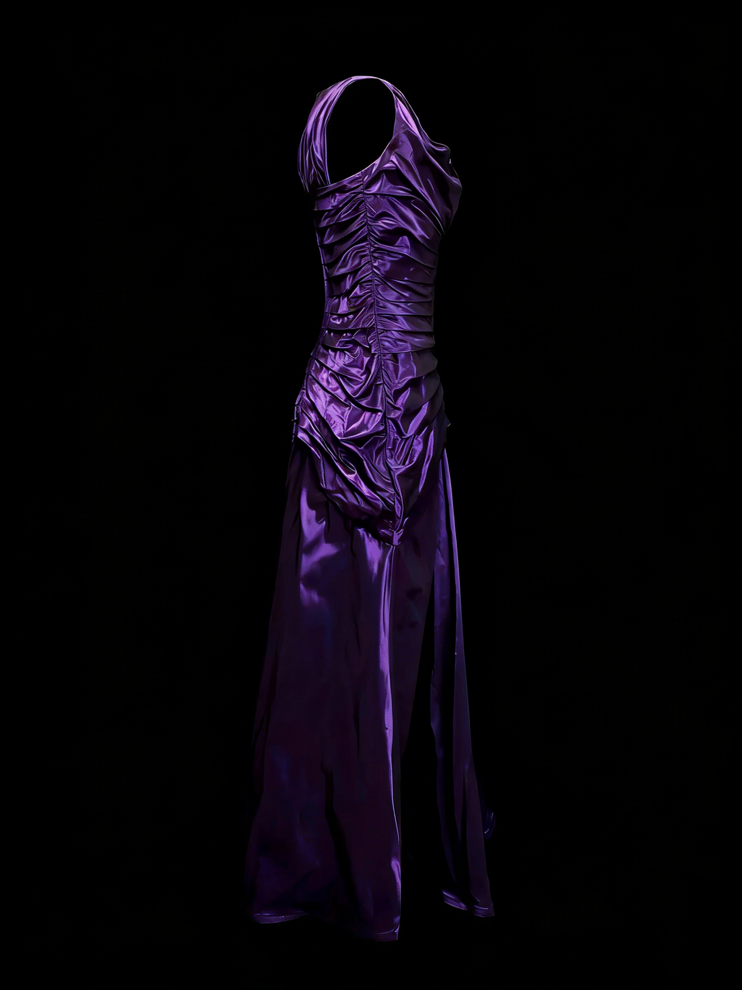 Vintage Mermaid Square Neck Purple Sleeveless 90s With Ruffles Prom Dresses Long Formal Party Gown N1387