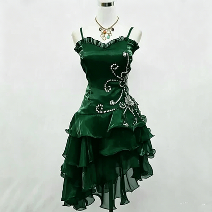 Cute Ball Gown Spaghetti Strap Burgundy Little Black Organza With Silver Beading Party Dress Homecoming Dresses N3907