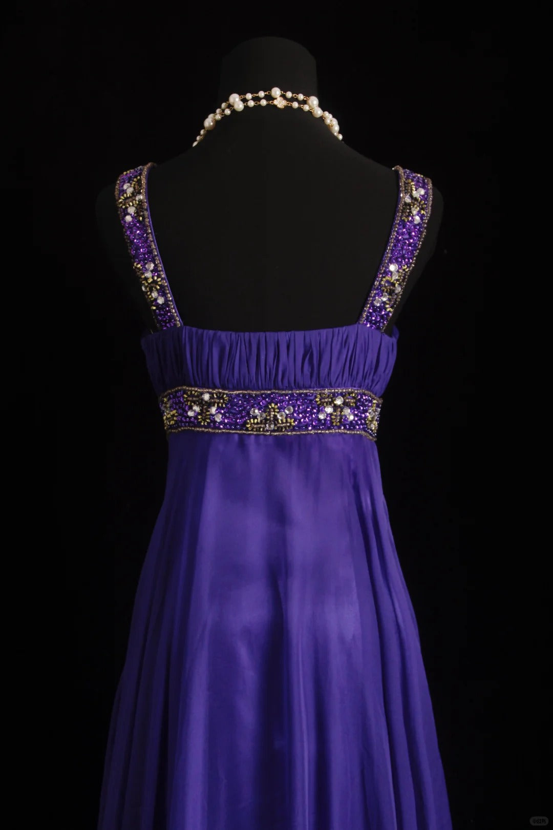 Vintage A line Square Neck Purple With Beading Chiffon Floor Length Prom Dresses Inspo Evening Outfits RB4342