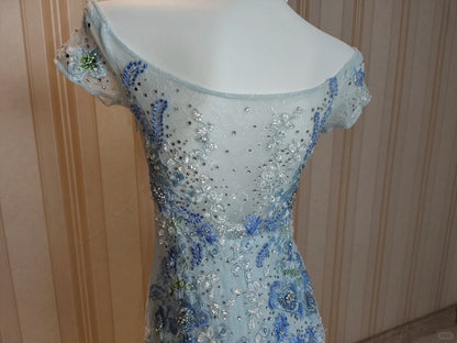 Elegant Mermaid Off The Shoulder Grey With Lace 18th Birthday Elegant Outfit Formal Prom Dresses N4197
