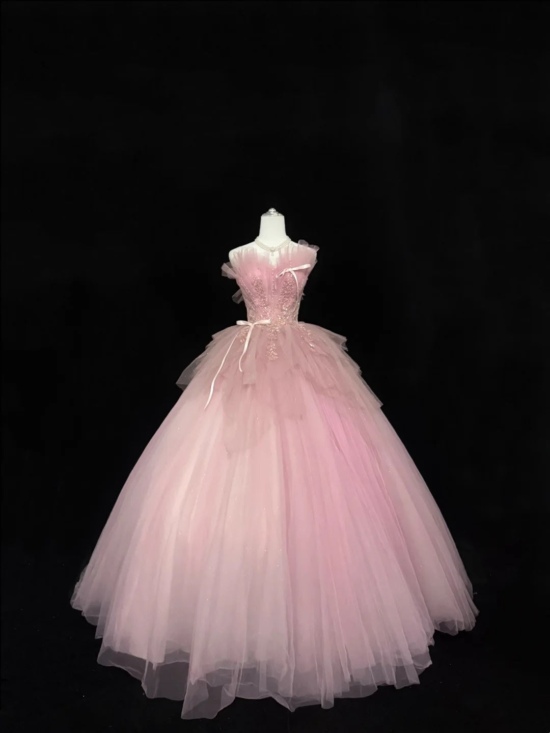 Sweet 16 Dresses Long Ball Gown Sweet Sixteen Long Birthday Dress Strapless Pink Tulle Formal Gown RC0326