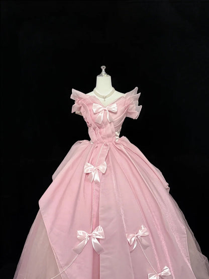 Sweet 16 Dresses Long Ball Gown Sweet Sixteen Long Birthday Dress V Neck Tulle Formal Gown RC0275