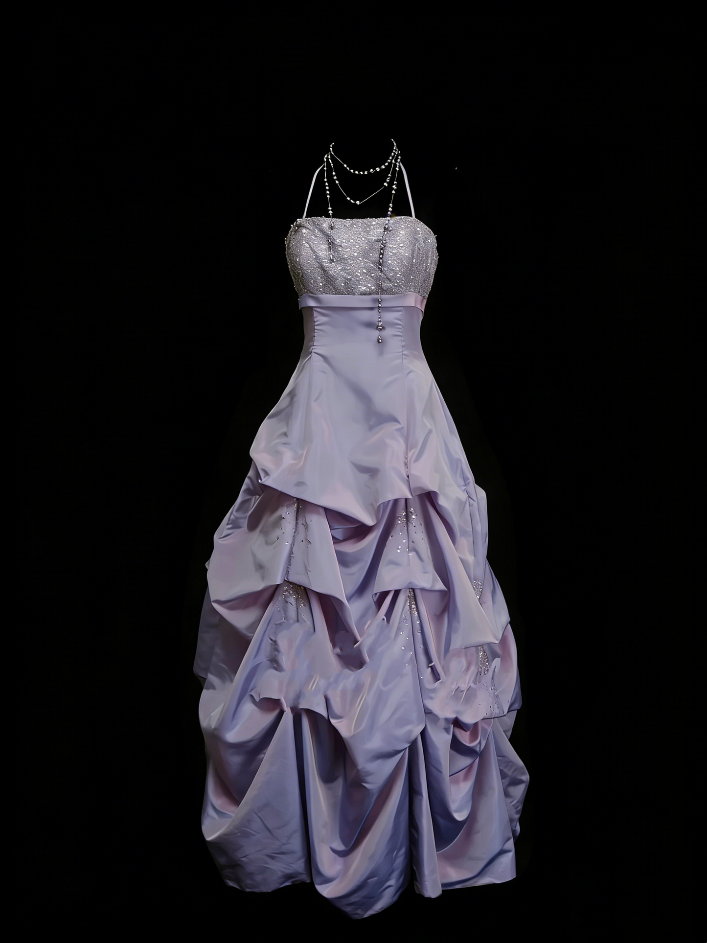 Vintage Ball Gown Halter Taffeta Lilac 90s 80s Sleeveless Prom Dresses Long Formal Party Gown N1442