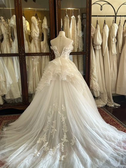 Vintage 80s Wedding Dresses Ball Gown Strapless Sequin Long Brides Dress Fitted Bridal Gown N2269
