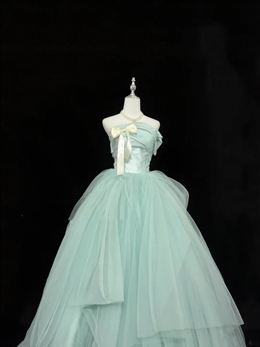 Sweet 16 Dresses Long Ball Gown Sweet Sixteen Long Birthday Dress Strapless Mint Green Tulle Formal Gown RC0306
