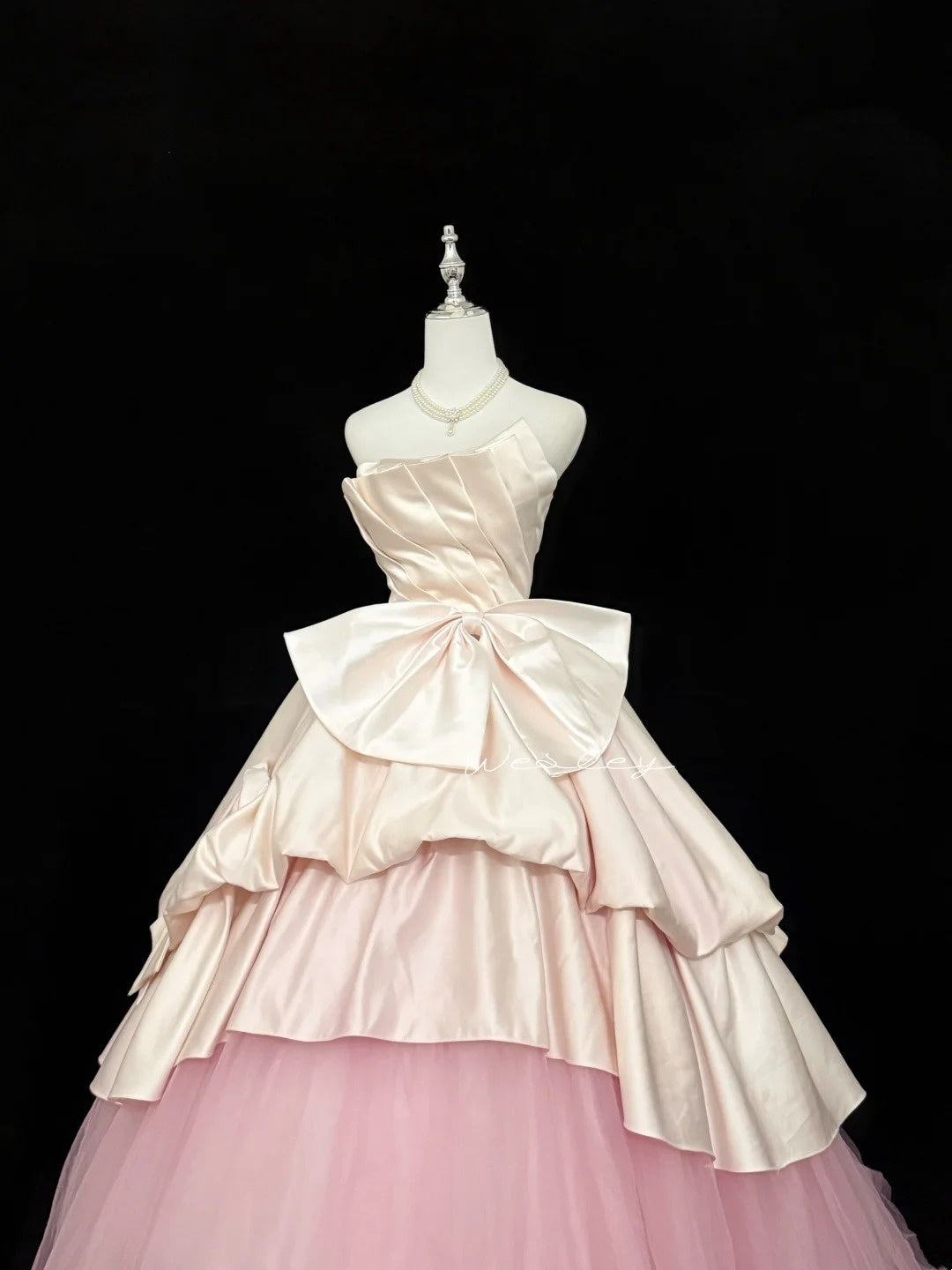 Cute Sweet 16 Dresses Long Ball Gown Strapless Blush Pink Satin Tulle Formal Sweet Sixteen Birthday Gown RC0262