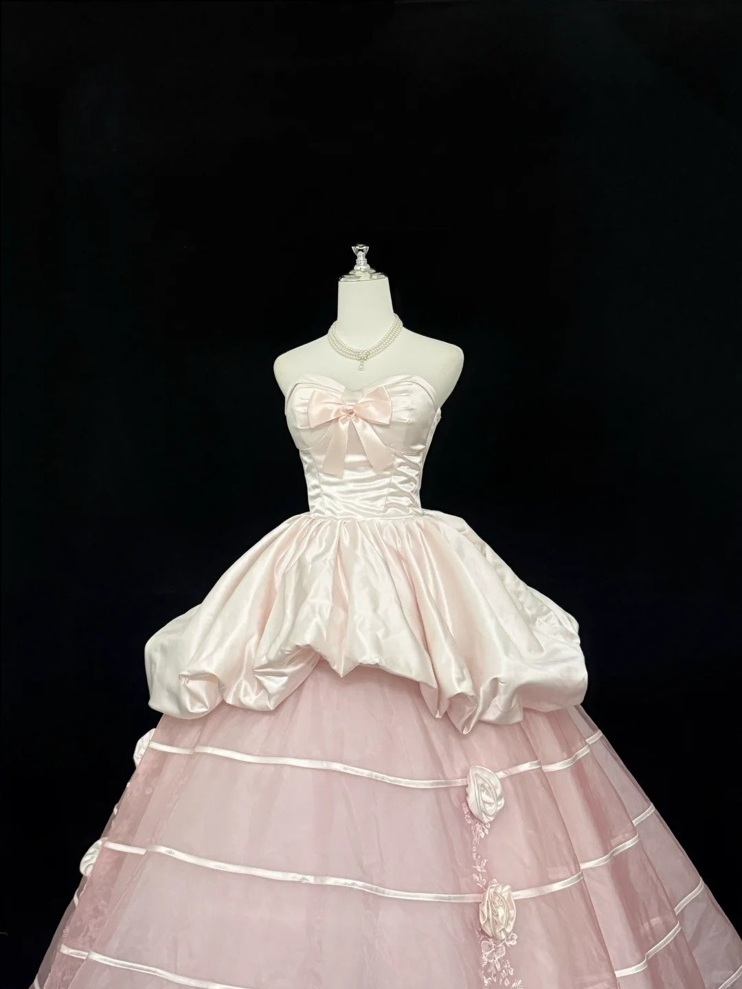 Sweet 16 Dresses Long Ball Gown Sweetheart Blush Pink With Flowers Sweet Sixteen Birthday Gown RC0315