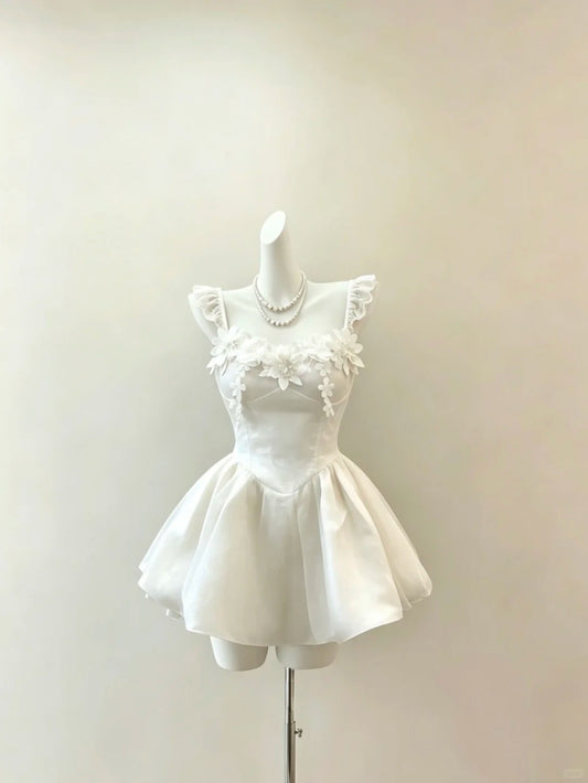 Timeless Short Homecoming Dresses Ball Gown Spaghetti Strap White Short Graduation Mini Hoco Dress RB4699