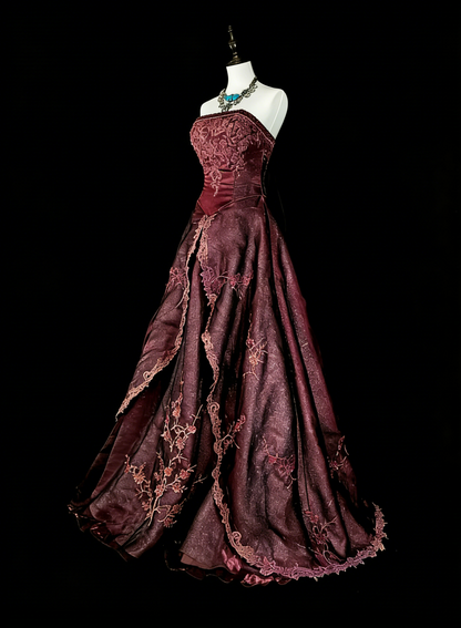 Vintage Prom Dresses Aesthetic 1950s Retro Classy Ball Gown Strapless Brown Long Inspo Formal Gowns N1994