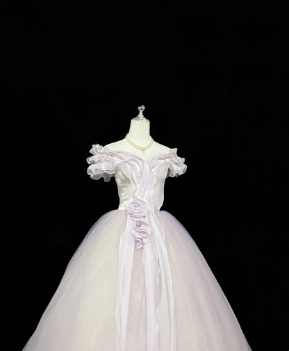 Sweet 15 Quinceanera Dress Ball Gown Off Shoulder Lilac With Sleeves Long 15th Birthday Gown RC0313