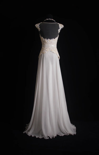 Retro A Line Scoop White Chiffon Long Prom Dresses Inspo 18th Birthday Outfits Formal Dress N488