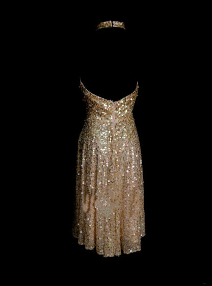Unique A Line Halter Gold Sequins Y2K Inspo 2000s Hoco Gowns Short Inspo Homecoming Dresses N1382