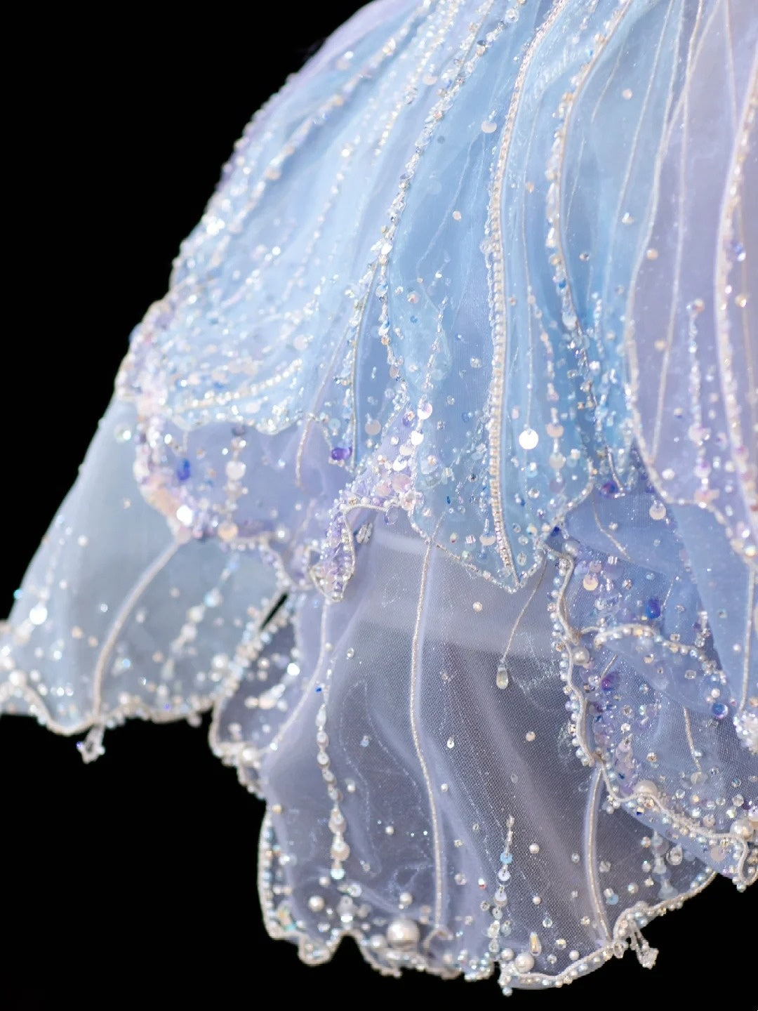 Princess Ball Gown Strapless Ice Blue Sequined Short Mini Homecoming Dresses Hoco Gowns N2841