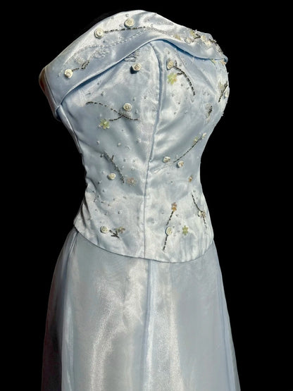 Beautiful Prom Dresses A line Strapless Light Sky Blue Satin Long Evening Outfits N3437