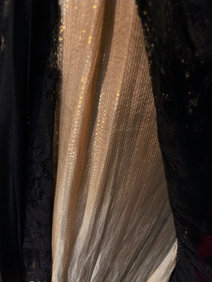 Modest Prom Dresses A line Spaghetti Strap Black Lace With Ruffled Long Evening Outfits N3438