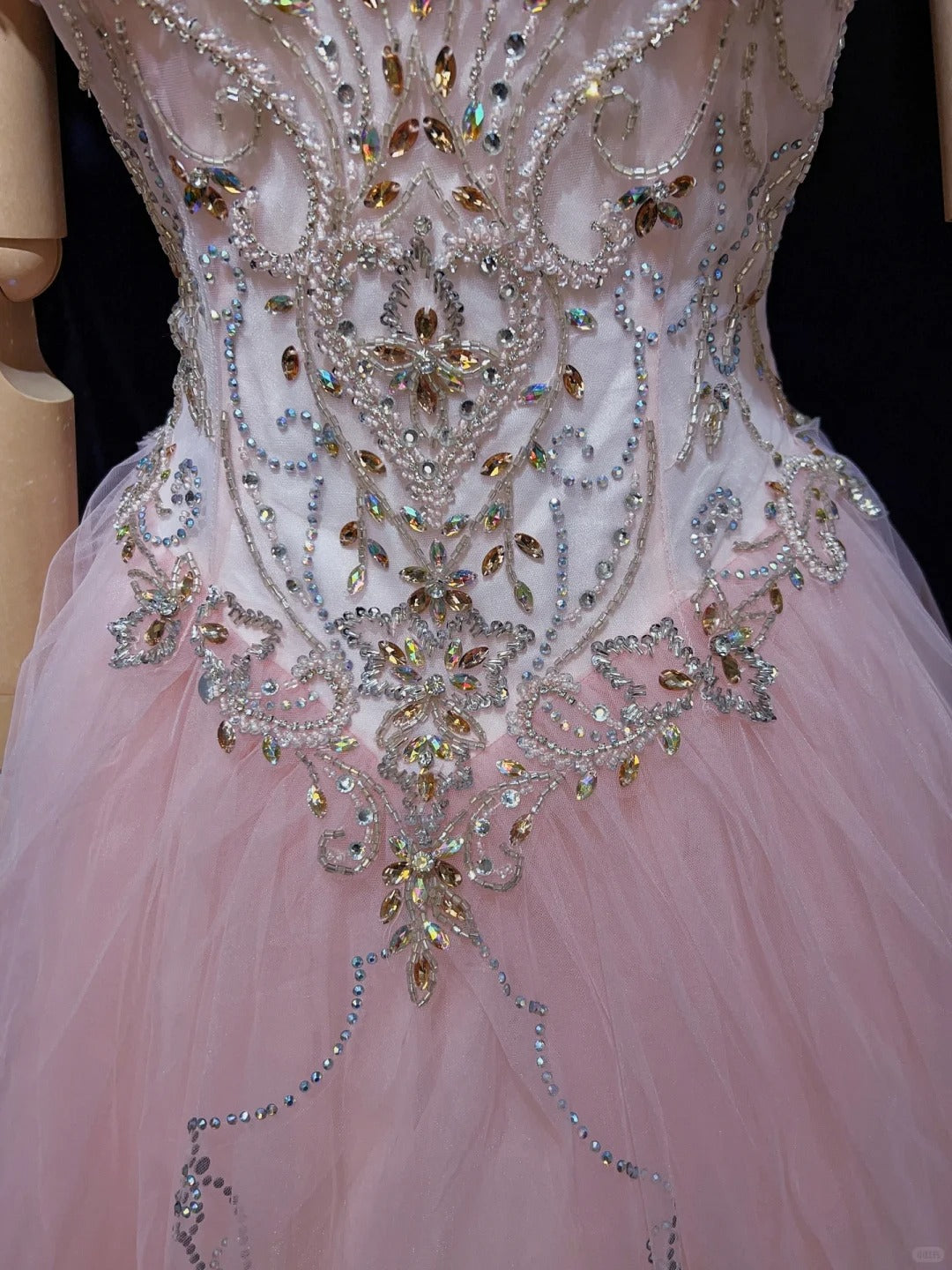 Princess Prom Dresses Inspo Ball Gown Pink Tulle Long With Beading Formal Gowns N3392