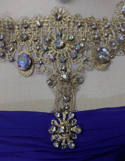 Modest Prom Dresses A Line Purple Jewel Neck With Ruffled Beads Lace Long Formal Outfits N3700