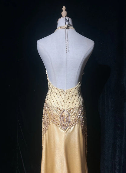 Modest Senior Prom Dresses High Schools Inspiration A Line Halter Yellow Semi Formal Grad Long Prom Dresses For Teens AB2153