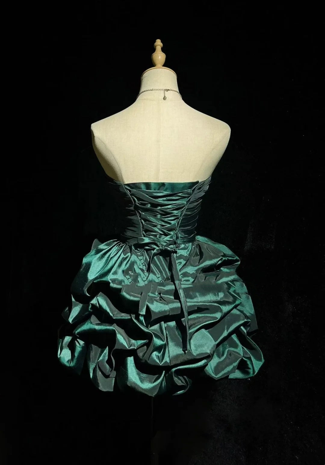 Dream Ball Gown Sweetheart Dark Emerald Green Taffeta 18th Birthday Gown Homecoming Dresses N3805