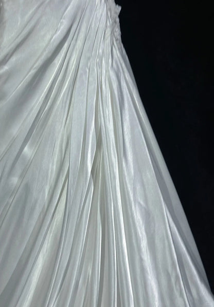 Vintage Prom Dresses Inspo Mermaid One Shoulder White Satin 80s With Lace Formal Gowns N3380