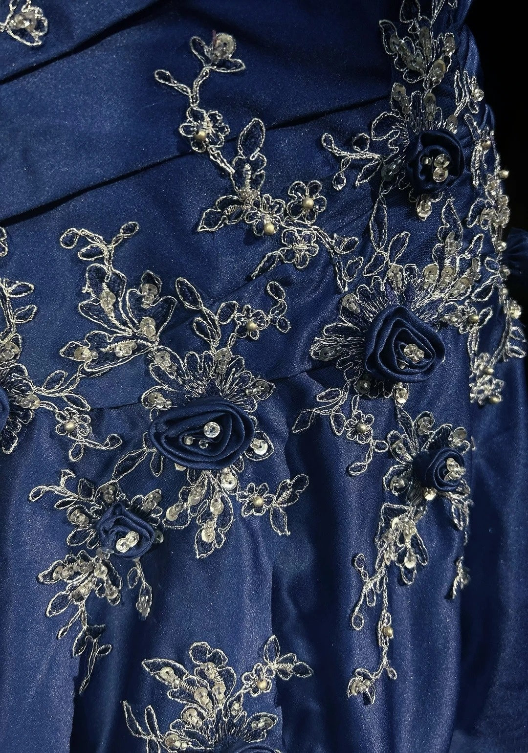Navy Blue Prom Dress Inspo Mermaid One Shoulder Lace Satin 18th Birthday Outfits Formal Party Gown RC0116