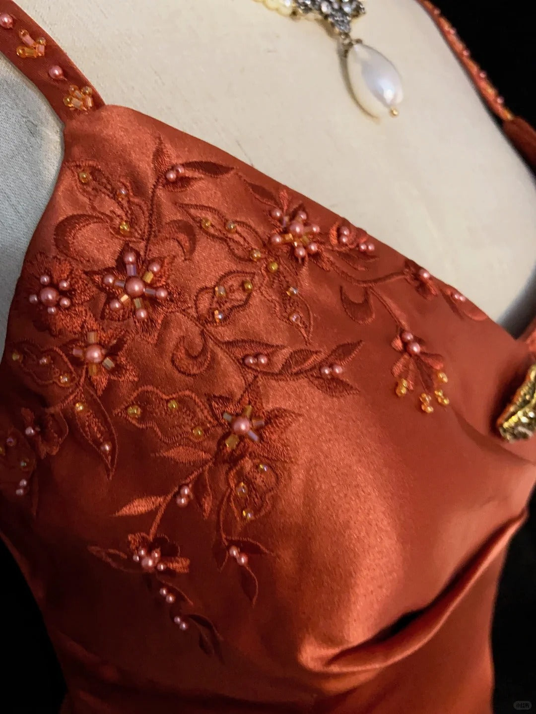 Modest Prom Dresses A line Spaghetti Strap Orange With Beading Long Evening Outfits N3445