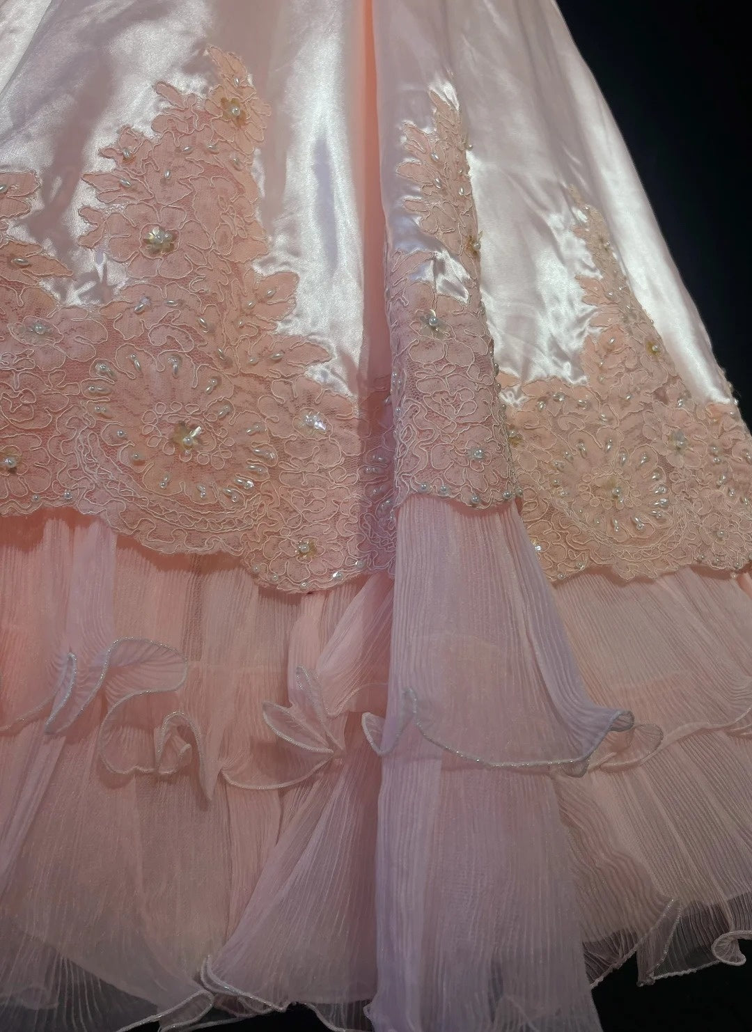 Strapless Pink Lace Appliques Ball Gown Quinceanera Dress, Sweet 15 Birthday Formal Dress RC0079