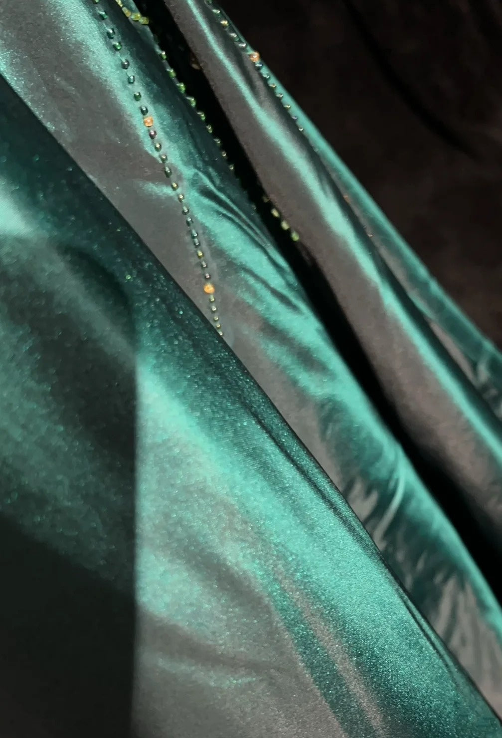 Vintage Prom Dresses Inspo Ball Gown Strapless Green With Beads 80s Long Formal Gown N2739