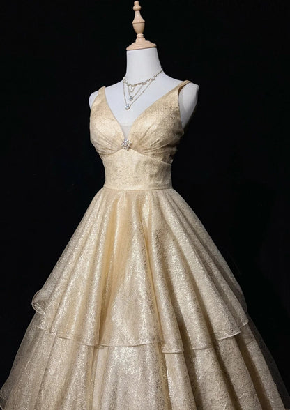 Vintage Prom Dresses Aesthetic 80s Retro Ball Gown Champagne Sequin Floor Length Evening Outfits N2326