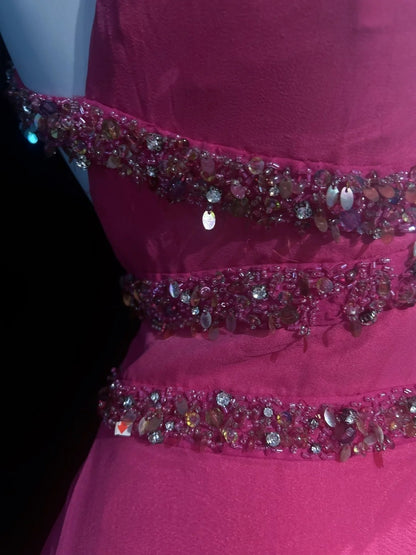 Retro High Low Halter Pink Tea Length Chiffon With Beads Prom Dresses Formal Party Outfits RB3951