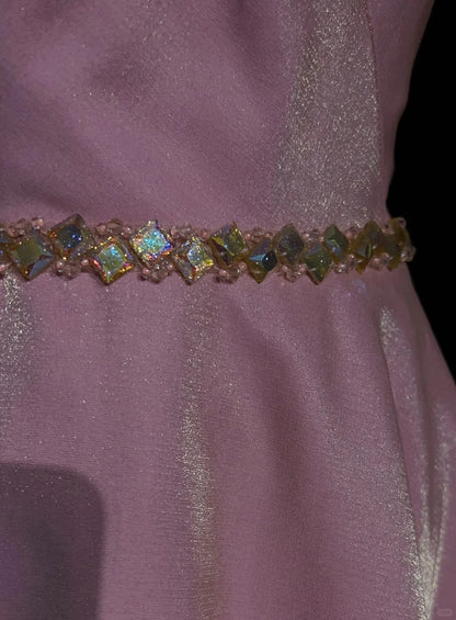 Vintage Prom Dresses 1960s A Line One Shoulder Pink High Low Satin Prom Gown N3101