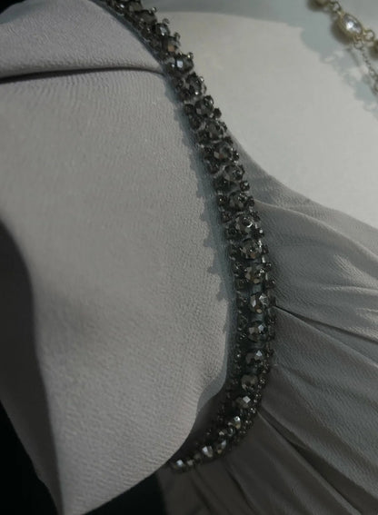 Vintage Prom Dresses Inspo Mermaid Sweetheart Silver Gray With Ruffled For Women Formal Dress N3245