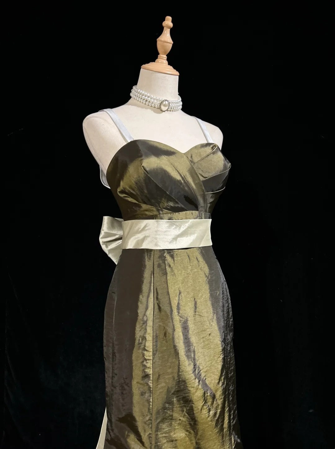 Vintage Prom Dresses Inspo Mermaid Spapghetti Strap Olive Green Long 1990s With Cape Formal Gowns N3327