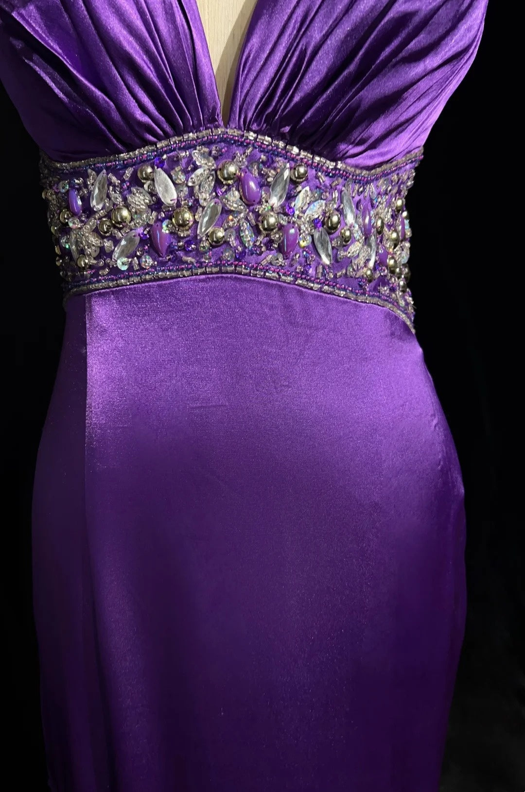 Vintage Prom Dresses Mermaid Spaghetti Strap 80s Satin With Beading Backless Long Formal Party Dress N2515