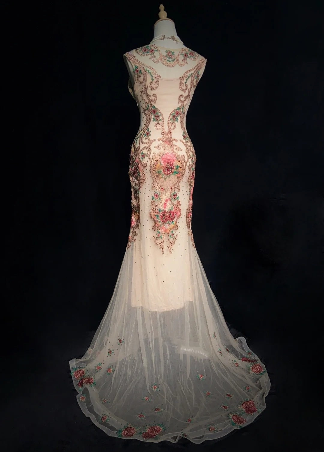 Beautiful Prom Dresses Mermaid White Tulle With Beads Appliqued Long Evening Outfits N3401