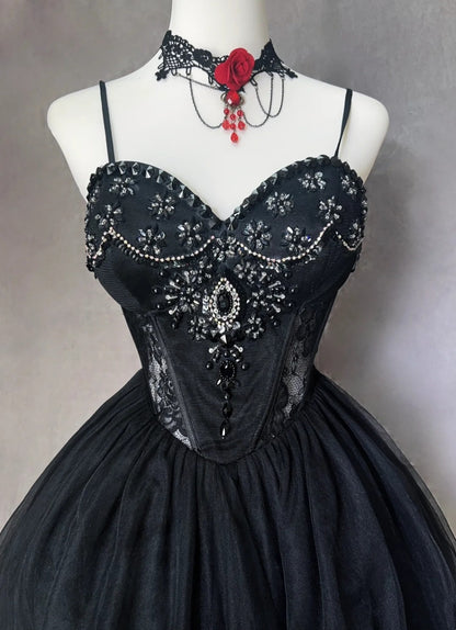 Pretty Ball Gown Spaghetti Strap Little Black Tulle Short Mini Homecoming Dresses N2521
