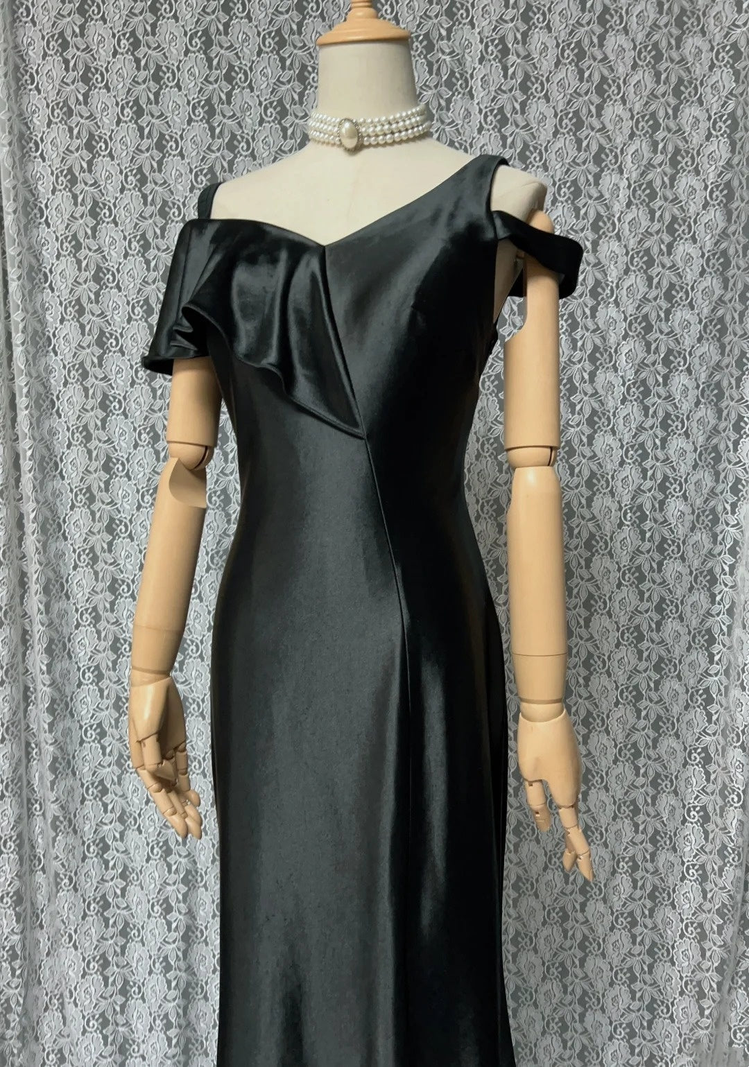 Vintage Prom Dresses Mermaid Spaghetti Strap Black Tie Dress Sleeveless 1990s Long Formal Evening Gown N2637