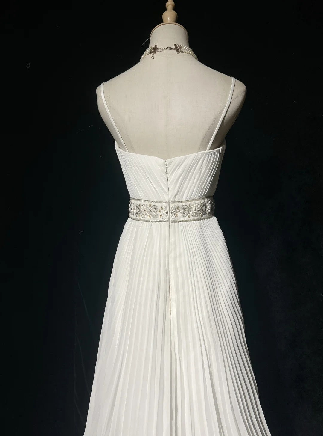 Vintage 90s Wedding Dresses A Line Spaghetti Strap White Plain Summer Garden Long Bridal Gown N3721