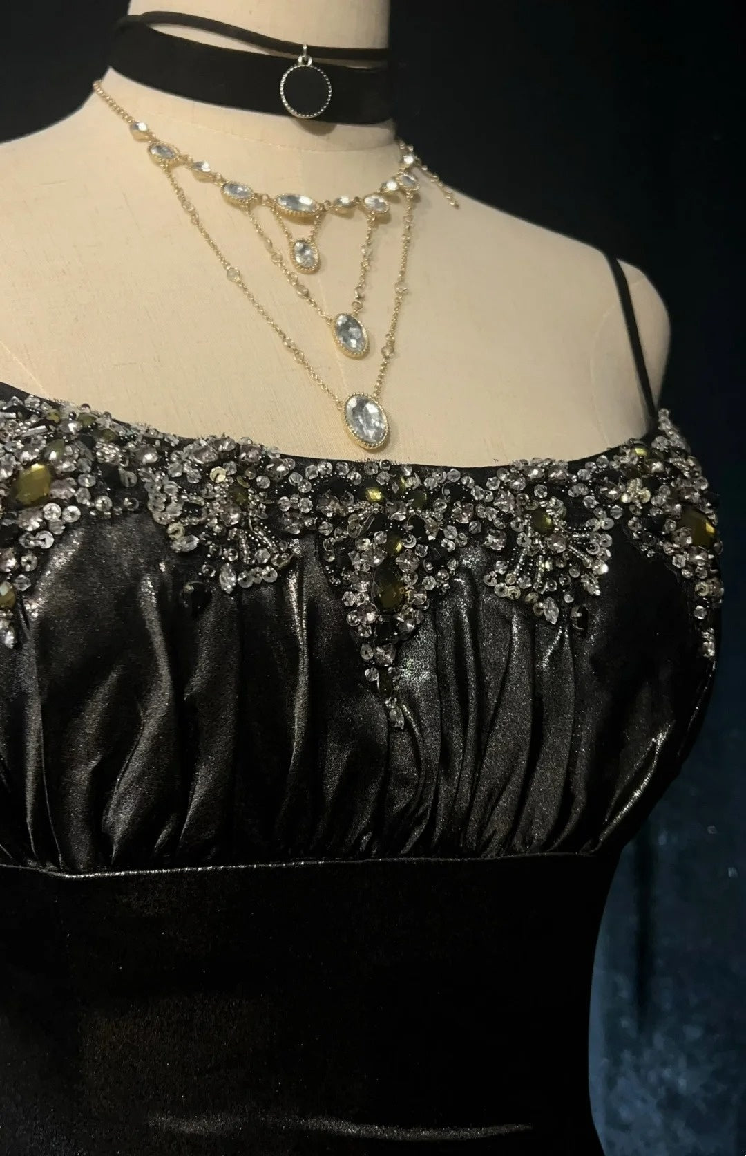 Vintage Prom Dresses Mermaid Halter Drop Waist With Beading 1970s Long Formal Gown N2618