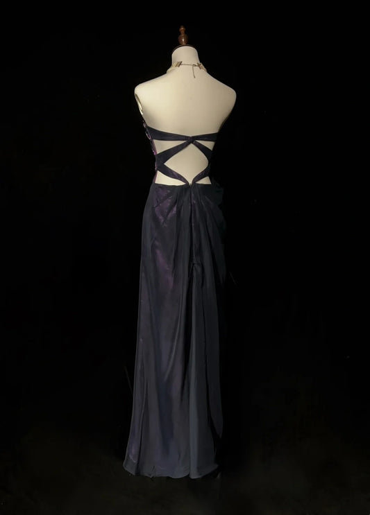 Vintage Prom Aesthetic Dresses A line Sweetheart Purple With Beading Long Formal Dress N3064