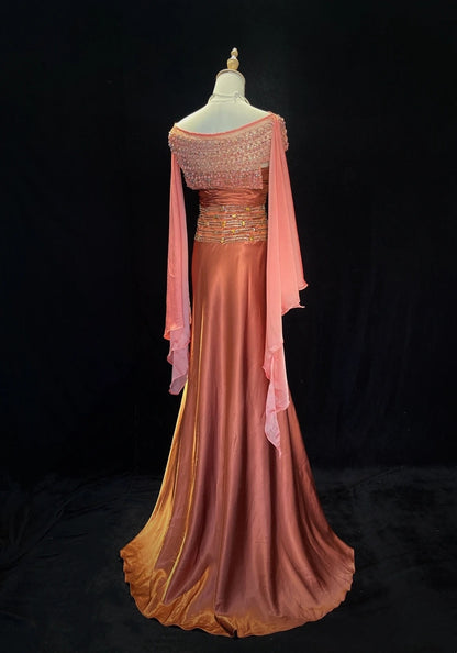 Elegant Prom Dresses Mermaid Strapless Chiffon Ruffled Beaded Jacket Floor Length Formal Evening Outfits N3489