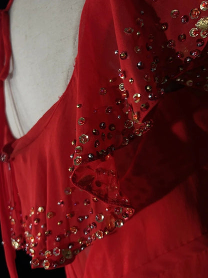 Vintage Prom Dresses Inspo Mermaid Halter Red Chiffon With Beading For Women Formal Dress N3265